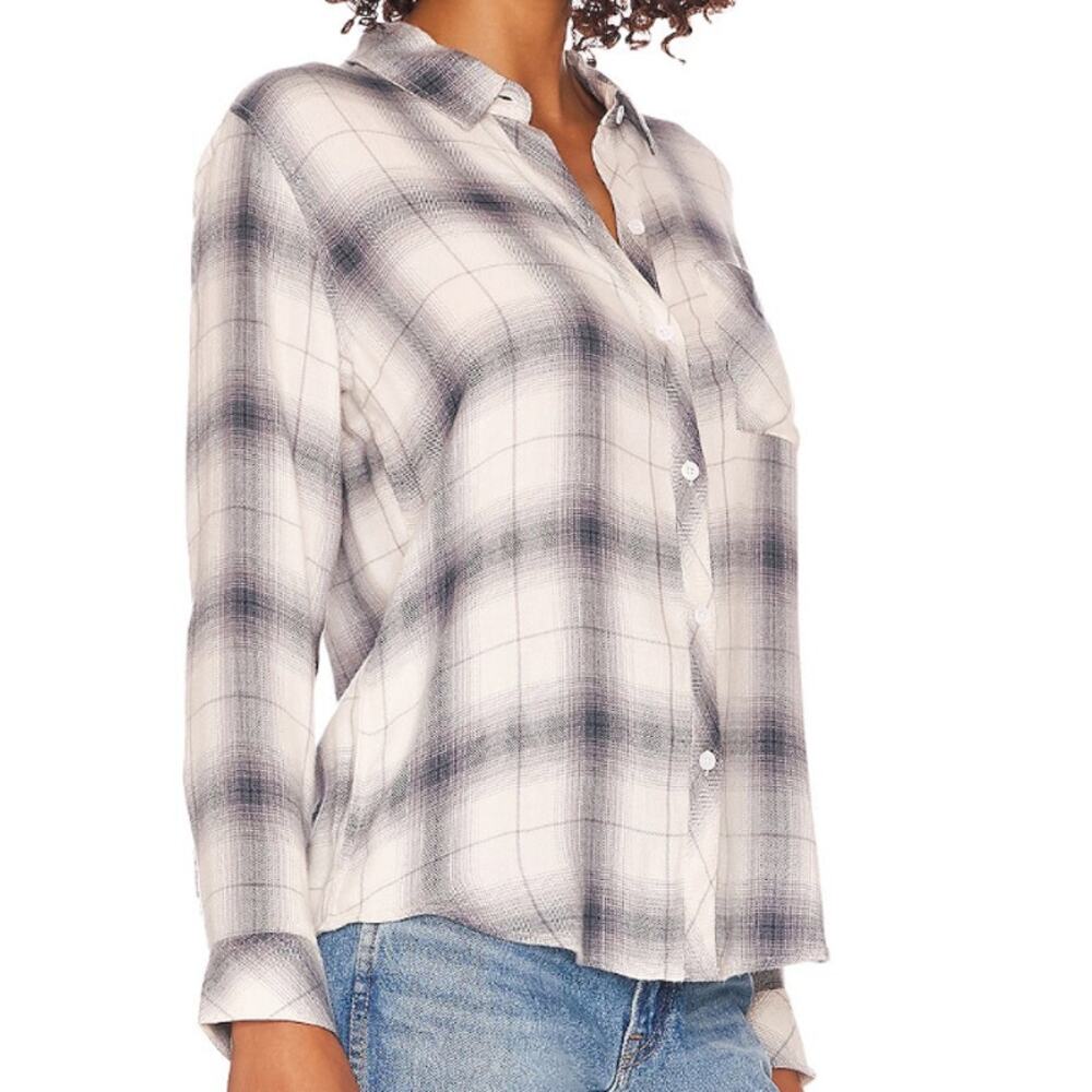 Rails Hunter Flannel Button Down Top in Sterling White (M)